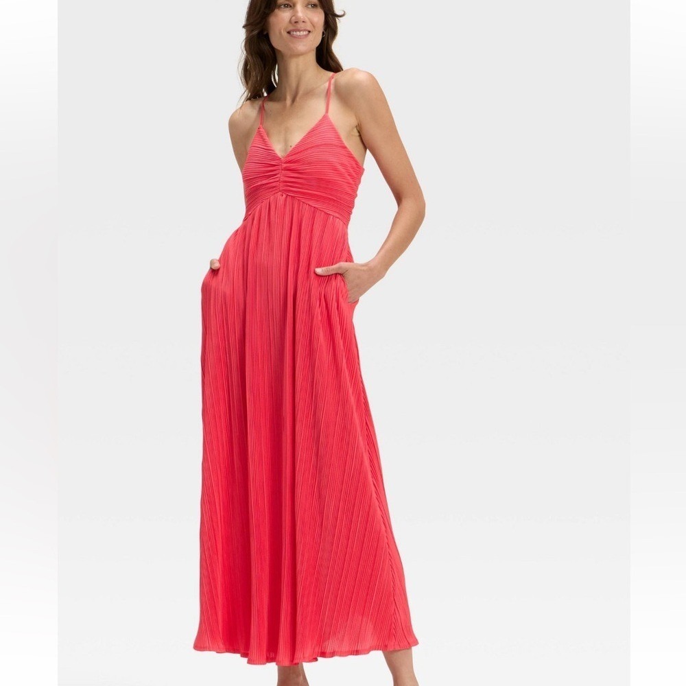 A New Day Womens Coral Pleated Maxi Dress Size L NWT
